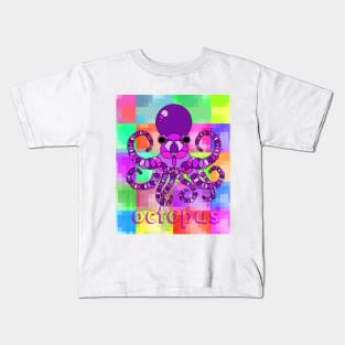 OCTOPUS UNDER THE PIXEL SEA Kids T-Shirt